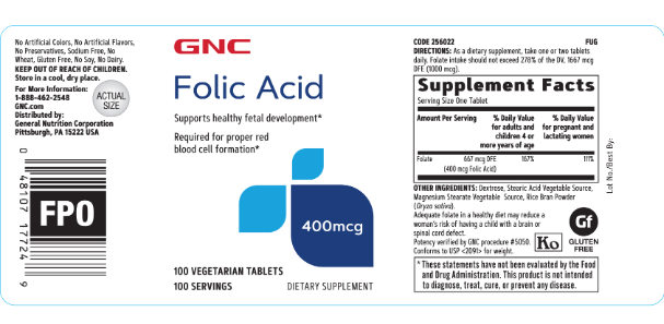 GNC - Folic Acid 400mcg 100tb.veg GNC - Folic Acid 400mcg 100tb.veg