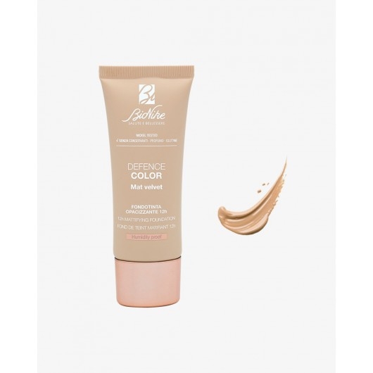 Fond de ten matifiant Defence Color Mat Velvet 403 Vrai Sable, 30 ml, BioNike Fond de ten matifiant Defence Color Mat Velvet 403 Vrai Sable, 30 ml, BioNike