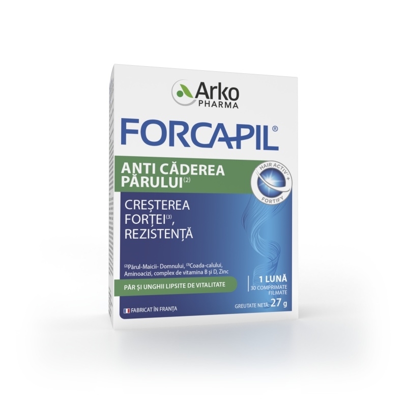 Forcapil Anti Caderea Parului (Forcapil Verde), 30 comprimate, Arkopharma Forcapil Anti Caderea Parului (Forcapil Verde), 30 comprimate, Arkopharma