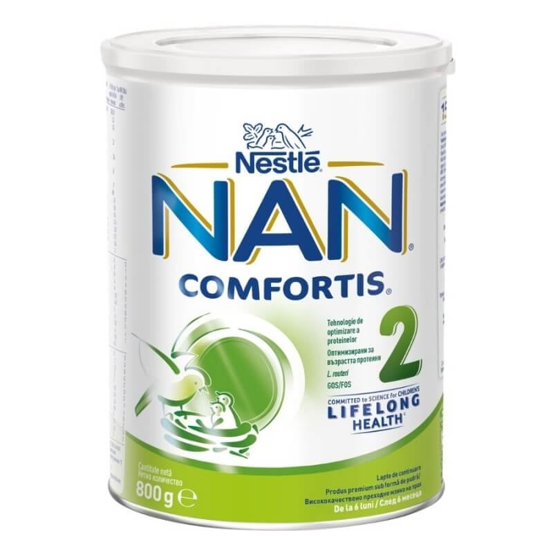 Lapte praf de continuare pentru bebelusi Nan 2 Comfortis, 6 luni+, 800 g, Nestle Lapte praf de continuare pentru bebelusi Nan 2 Comfortis, 6 luni+, 800 g, Nestle