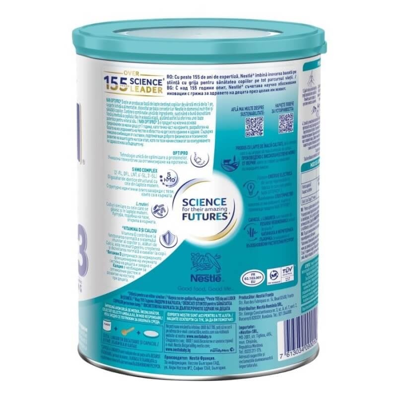 Lapte praf fortifiat Nan 3 OptiPro, +12 luni, 800 g, Nestle Lapte praf fortifiat Nan 3 OptiPro, +12 luni, 800 g, Nestle