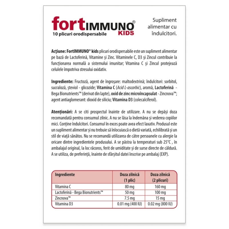 Fortimmuno Kids, 10 plicuri orodispersabile, Dr. Phyto