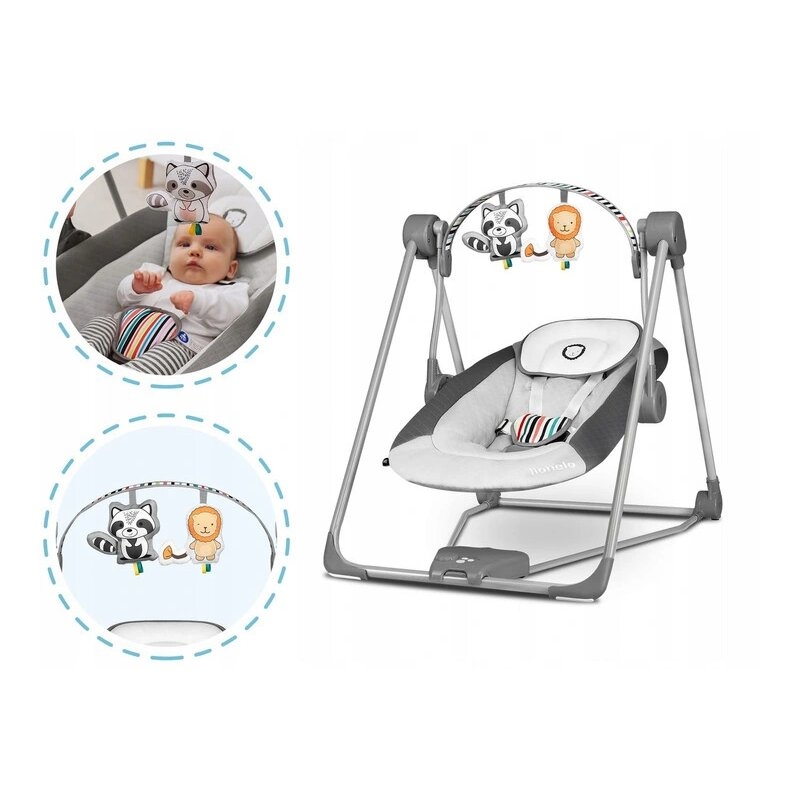 Fotoliu balansoar, Lionelo, Otto Cozy, Cu melodii, Cu 5 viteze de balansare, Cu temporizator, 57x55 cm, Gri Fotoliu balansoar, Lionelo, Otto Cozy, Cu melodii, Cu 5 viteze de balansare, Cu temporizator, 57x55 cm, Gri