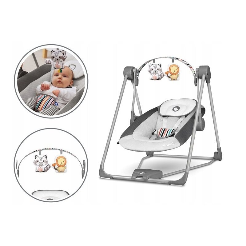 Fotoliu balansoar, Lionelo, Otto Cozy, Cu melodii, Cu 5 viteze de balansare, Cu temporizator, 57x55 cm, Gri Fotoliu balansoar, Lionelo, Otto Cozy, Cu melodii, Cu 5 viteze de balansare, Cu temporizator, 57x55 cm, Gri