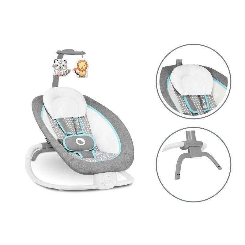 Fotoliu balansoar, Lionelo, Cu vibratii, Pascal Scandi, Cu 12 melodii linistitoare, Pliabil, 80x49 cm, Gri Fotoliu balansoar, Lionelo, Cu vibratii, Pascal Scandi, Cu 12 melodii linistitoare, Pliabil, 80x49 cm, Gri