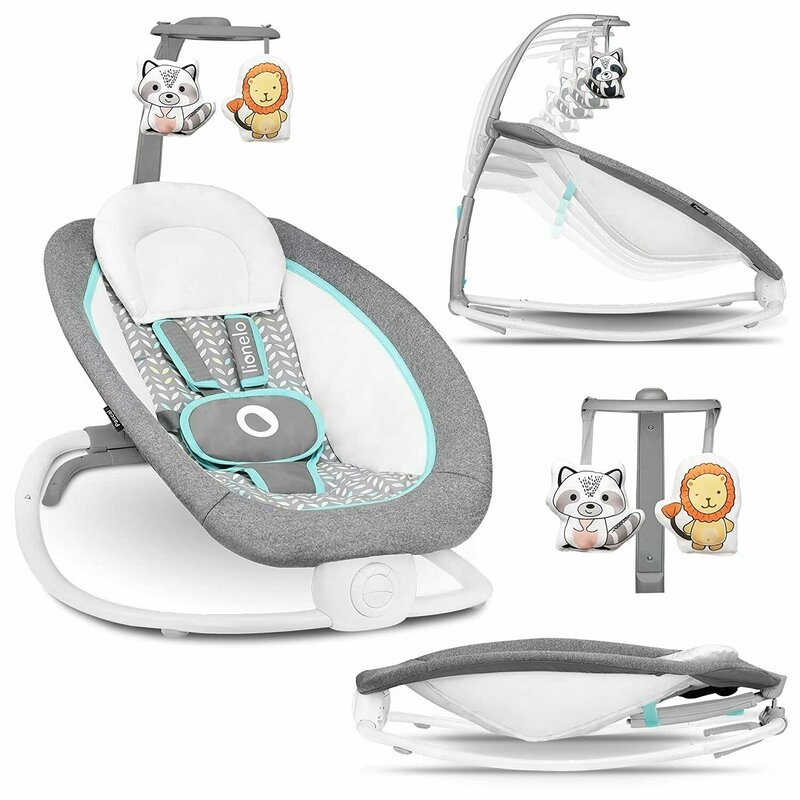 Fotoliu balansoar, Lionelo, Cu vibratii, Pascal Scandi, Cu 12 melodii linistitoare, Pliabil, 80x49 cm, Gri Fotoliu balansoar, Lionelo, Cu vibratii, Pascal Scandi, Cu 12 melodii linistitoare, Pliabil, 80x49 cm, Gri