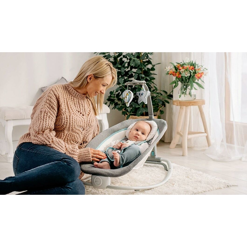 Fotoliu balansoar, Lionelo, Cu vibratii, Pascal Scandi, Cu 12 melodii linistitoare, Pliabil, 80x49 cm, Gri Fotoliu balansoar, Lionelo, Cu vibratii, Pascal Scandi, Cu 12 melodii linistitoare, Pliabil, 80x49 cm, Gri