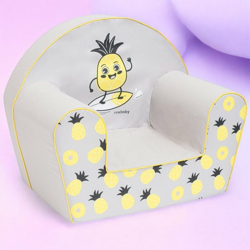 Fotoliu din burete, New Baby, Pentru copii, 42x53, Din spuma, Cu husa din bumbac, 9 luni - 5 ani, Pineapple Fotoliu din burete, New Baby, Pentru copii, 42x53, Din spuma, Cu husa din bumbac, 9 luni - 5 ani, Pineapple