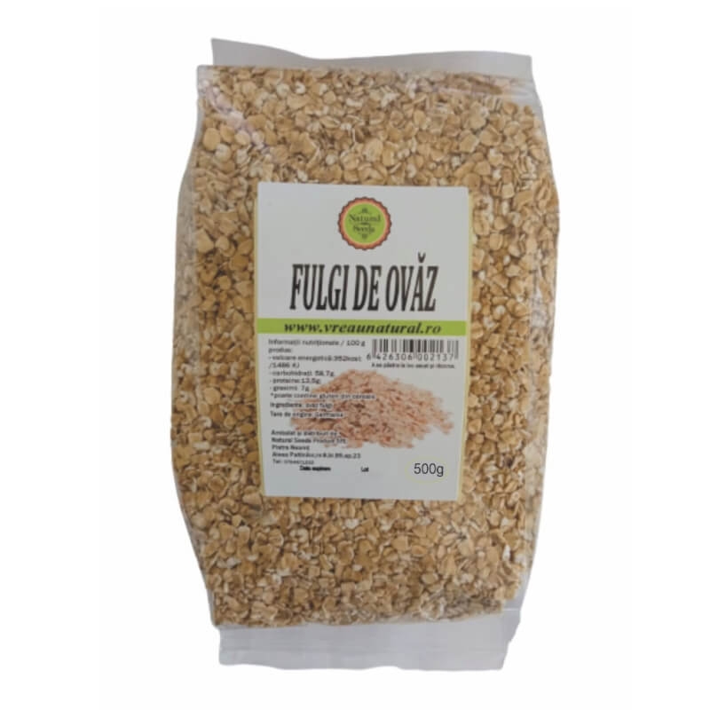 Fulgi de ovaz, 500 g, Natural Seeds Fulgi de ovaz, 500 g, Natural Seeds
