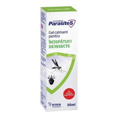 Gel calmant pentru intepaturi de insecte Parasites Santaderm, 30 ml, Viva Pharma Gel calmant pentru intepaturi de insecte Parasites Santaderm, 30 ml, Viva Pharma