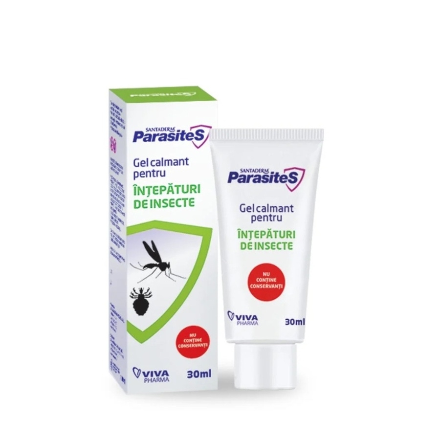 Gel calmant pentru intepaturi de insecte Parasites Santaderm, 30 ml, Viva Pharma Gel calmant pentru intepaturi de insecte Parasites Santaderm, 30 ml, Viva Pharma