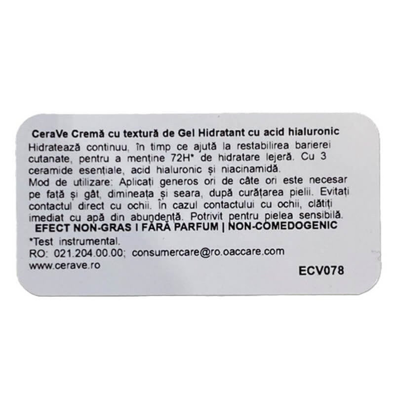 Gel-crema pentru hidratarea tenului HA Water, 48 ml, Cerave Gel-crema pentru hidratarea tenului HA Water, 48 ml, Cerave