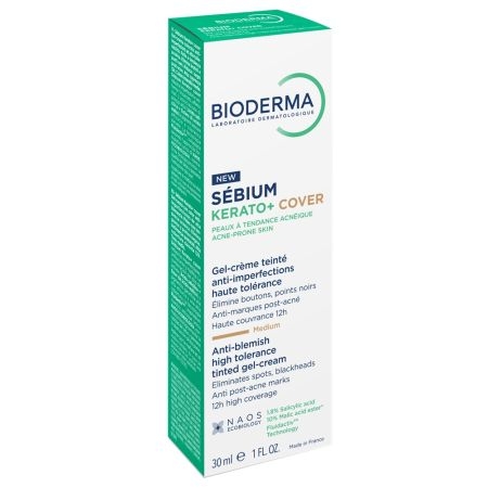 Gel crema nuantator anti-imperfectiuni Sebium Kerato+ Cover, 30 ml, Bioderma Gel crema nuantator anti-imperfectiuni Sebium Kerato+ Cover, 30 ml, Bioderma