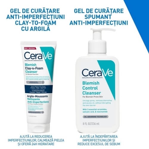 Gel de curatare cu argila anti-imperfectiuni Clay-to-Foam, 118 ml, Cerave