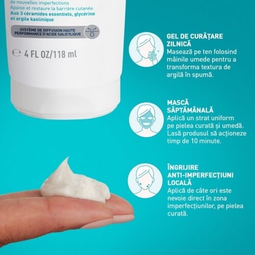 Gel de curatare cu argila anti-imperfectiuni Clay-to-Foam, 118 ml, Cerave