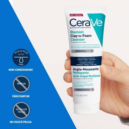 Gel de curatare cu argila anti-imperfectiuni Clay-to-Foam, 118 ml, Cerave