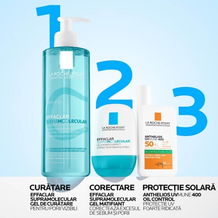 Gel de curatare pentru excesul de sebum Effaclar Supramolecular, 400 ml, La Roche-Posay Gel de curatare pentru excesul de sebum Effaclar Supramolecular, 400 ml, La Roche-Posay