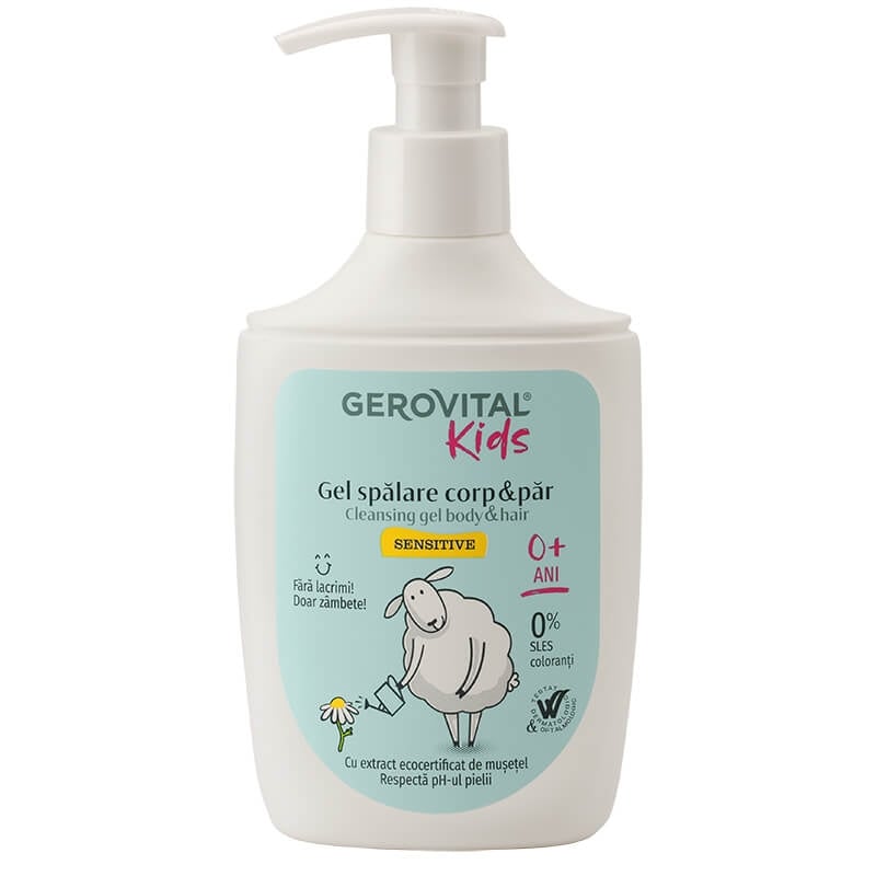 Gel spalare corp si par Sensitive, 300 ml, Gerovital Kids Gel spalare corp si par Sensitive, 300 ml, Gerovital Kids