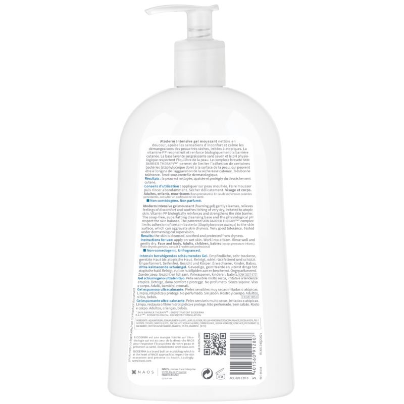 Gel spumant Atoderm Intensive, 1L, Bioderma Gel spumant Atoderm Intensive, 1L, Bioderma