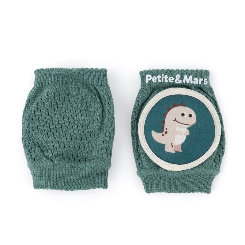 Genunchiere cu pernute, Petite&Mars, Cu elastic, Material respirabil, Stratul antiderapant, 13x10 cm, 6 luni+, Verde