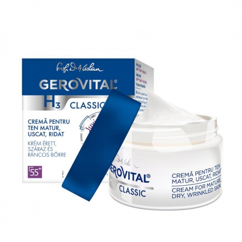 Crema pentru ten matur, uscat, ridat H3 Classic 55+, 50 ml, Gerovital Crema pentru ten matur, uscat, ridat H3 Classic 55+, 50 ml, Gerovital
