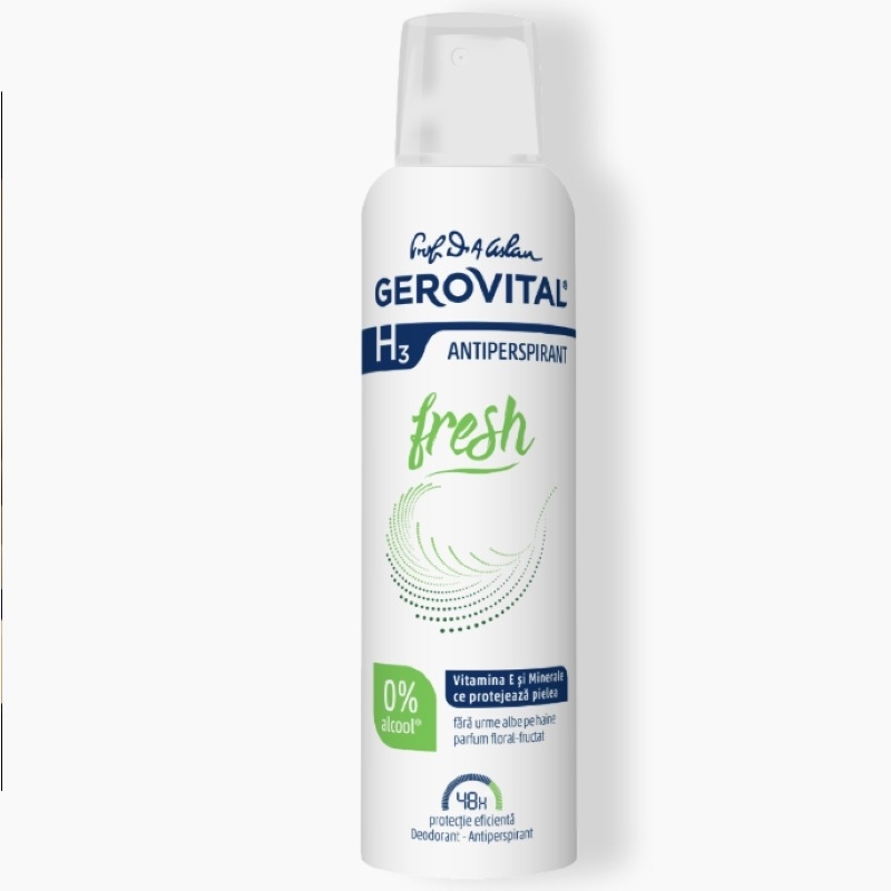Deodorant antiperspirant H3 Classic Fresh, 150 ml, Gerovital Deodorant antiperspirant H3 Classic Fresh, 150 ml, Gerovital
