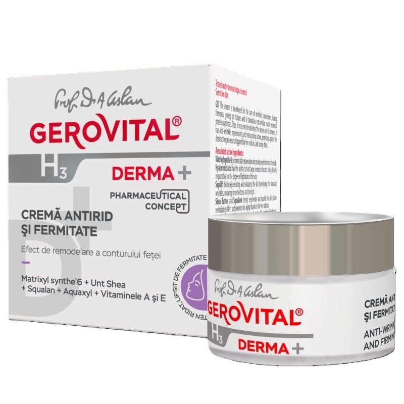 Crema antirid si fermitate H3 Derma+, 50 ml, Gerovital Crema antirid si fermitate H3 Derma+, 50 ml, Gerovital