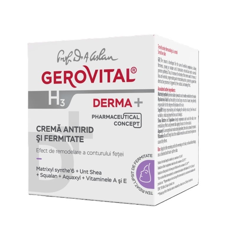Crema antirid si fermitate H3 Derma+, 50 ml, Gerovital Crema antirid si fermitate H3 Derma+, 50 ml, Gerovital