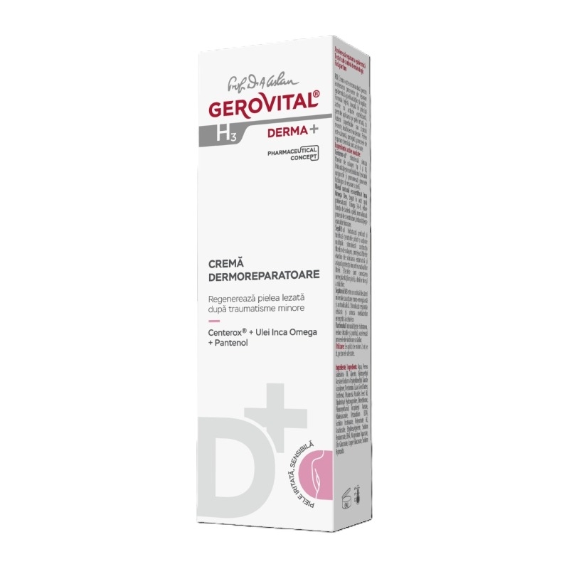 Crema dermoreparatoare H3 Derma+, 50 ml, Gerovital Crema dermoreparatoare H3 Derma+, 50 ml, Gerovital