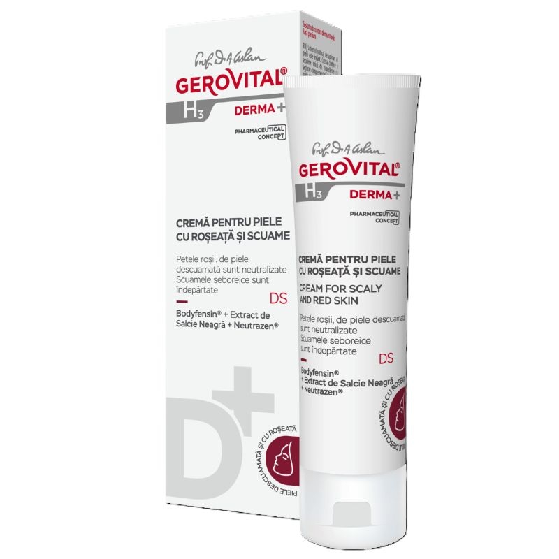 Crema pentru piele cu roseata si scuame H3 Derma+, 50 ml, Gerovital Crema pentru piele cu roseata si scuame H3 Derma+, 50 ml, Gerovital