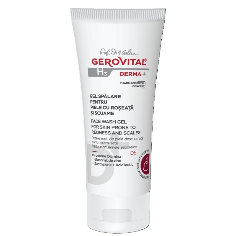 Gel spalare pentru piele cu roseata si scuame H3 Derma+, 150 ml, Gerovital Gel spalare pentru piele cu roseata si scuame H3 Derma+, 150 ml, Gerovital