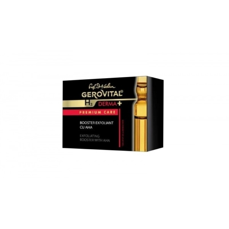 Booster exfoliant cu AHA H3 Derma+ Premium Care, 4 fiole, Gerovital Booster exfoliant cu AHA H3 Derma+ Premium Care, 4 fiole, Gerovital