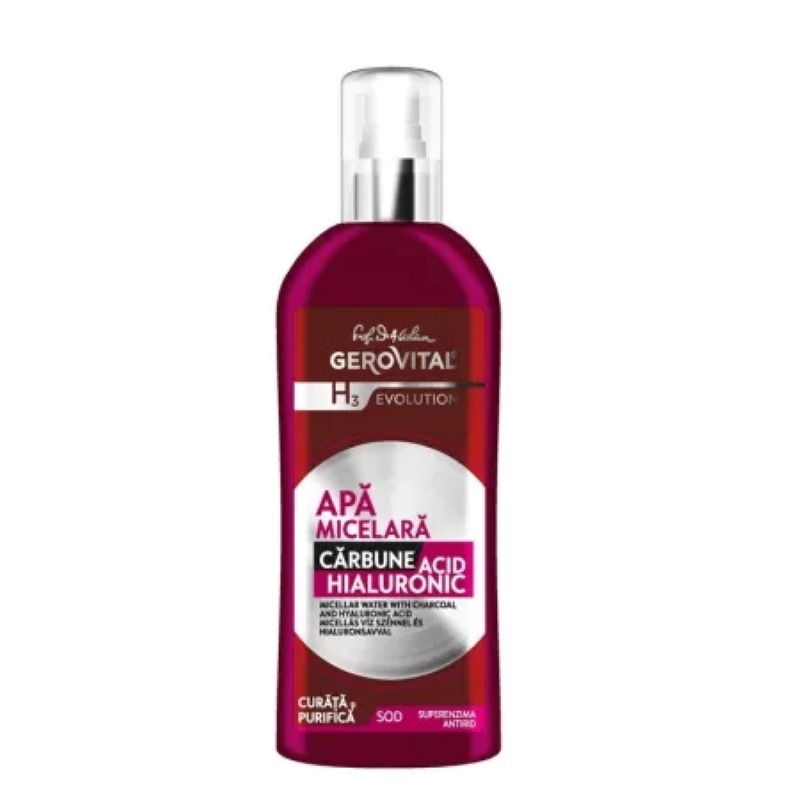 Apa micelara cu carbune si acid hialuronic H3 Evolution, 150 ml, Gerovital Apa micelara cu carbune si acid hialuronic H3 Evolution, 150 ml, Gerovital
