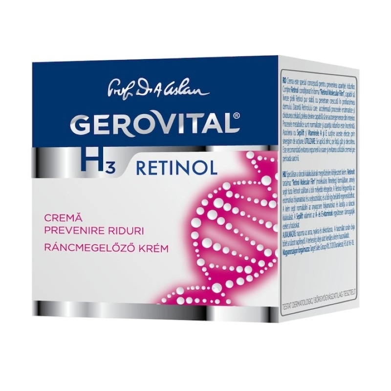 Crema pentru prevenirea ridurilor H3 Retinol, 50 ml, Gerovital Crema pentru prevenirea ridurilor H3 Retinol, 50 ml, Gerovital