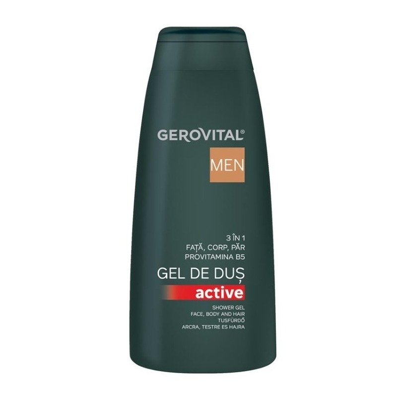 Gel de dus 3 in 1 Active H3 Men, 400 ml, Gerovital Gel de dus 3 in 1 Active H3 Men, 400 ml, Gerovital