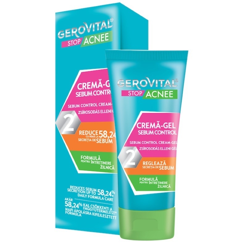 Crema gel sebum control 2 Stop Acnee, 50 ml, Gerovital Crema gel sebum control 2 Stop Acnee, 50 ml, Gerovital