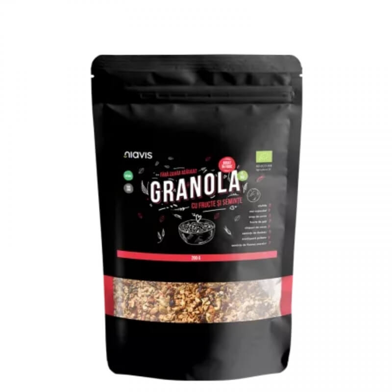 Granola cu fructe si seminte ecologica, 200 g, Niavis Granola cu fructe si seminte ecologica, 200 g, Niavis