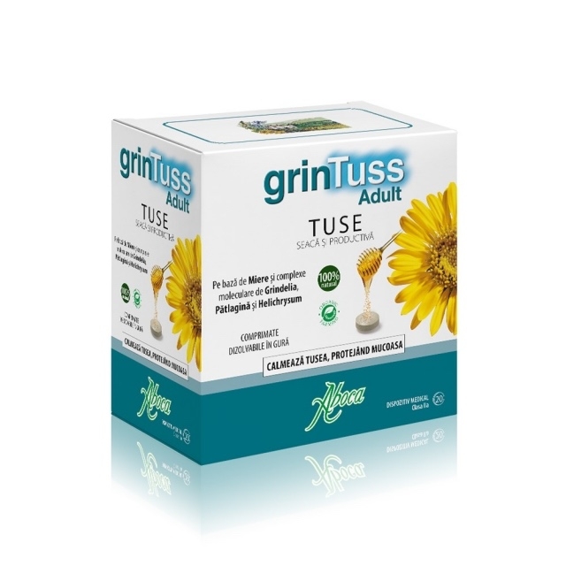 GrinTuss Adult pentru tuse seaca si productiva, 20 comprimate, Aboca GrinTuss Adult pentru tuse seaca si productiva, 20 comprimate, Aboca