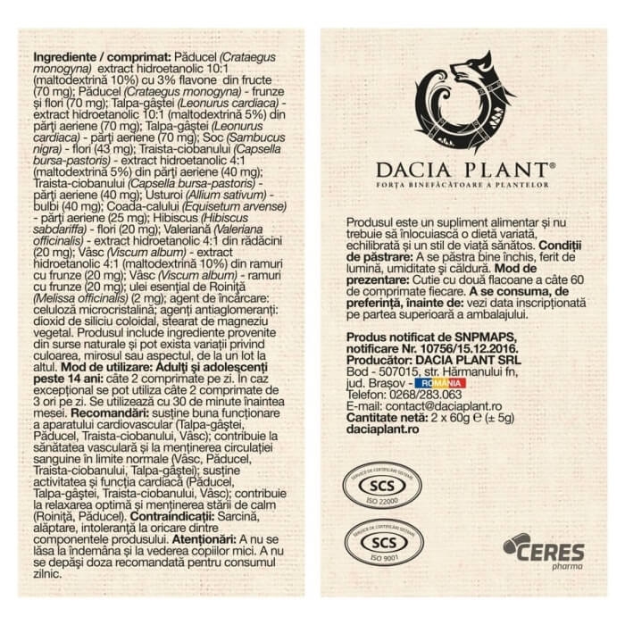 HerboTensin, 120 comprimate, Dacia Plant HerboTensin, 120 comprimate, Dacia Plant
