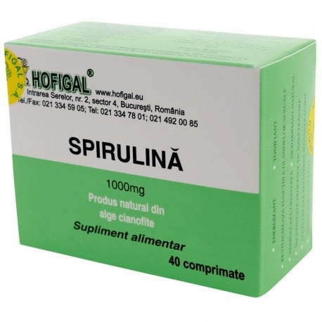 Spirulina 1000mg, 40 comprimate, Hofigal Spirulina 1000mg, 40 comprimate, Hofigal