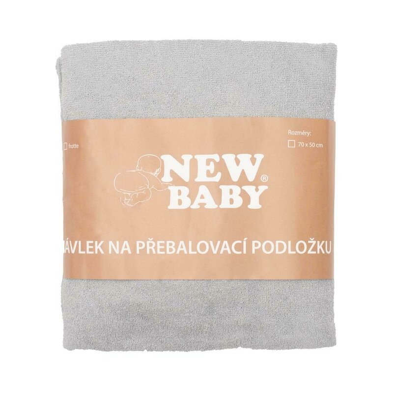 Husa, New Baby, Pentru saltea de infasat, 50x70 cm, Cu banda elastica, Bumbac terry, Grey Husa, New Baby, Pentru saltea de infasat, 50x70 cm, Cu banda elastica, Bumbac terry, Grey