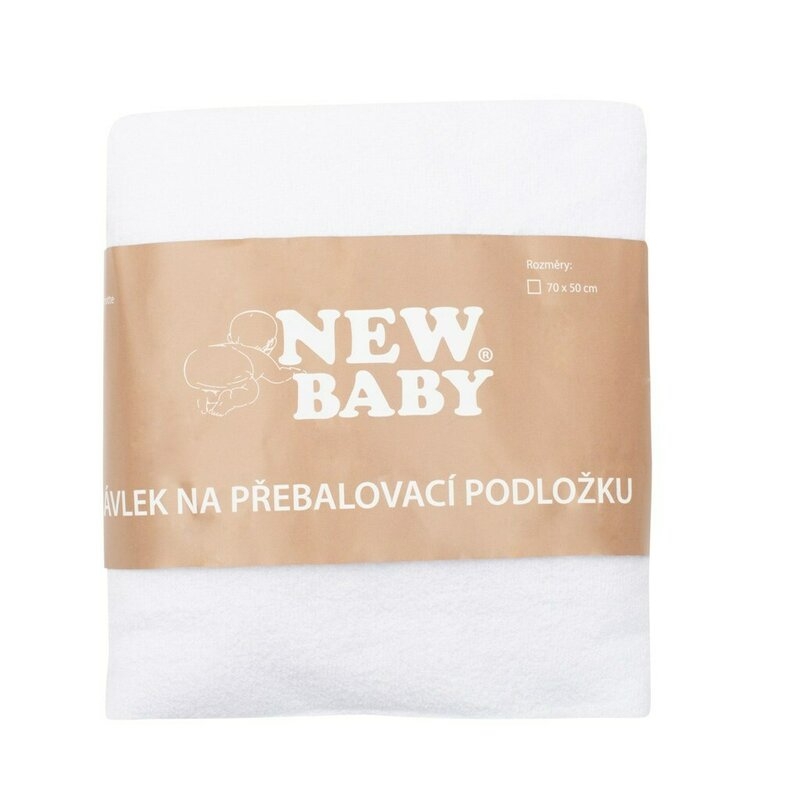 Husa, New Baby, Pentru saltea de infasat, 50x70 cm, Cu banda elastica, Bumbac terry, White Husa, New Baby, Pentru saltea de infasat, 50x70 cm, Cu banda elastica, Bumbac terry, White