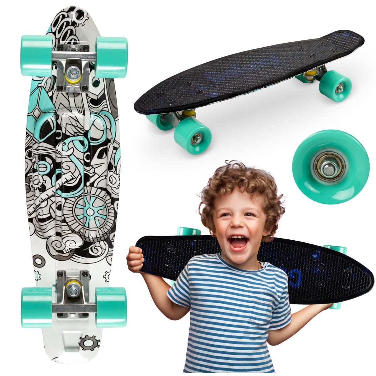 Skateboard copii, Qkids, Galaxy Industrial Skateboard copii, Qkids, Galaxy Industrial
