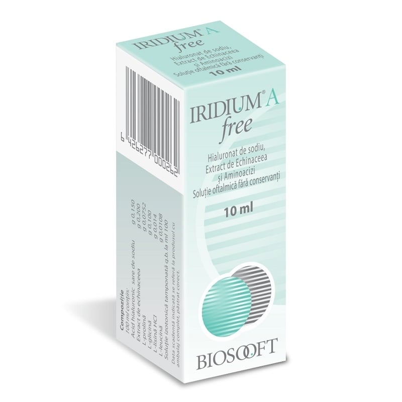 Iridium A Free solutie oftalmica, 10 ml, Biosooft Iridium A Free solutie oftalmica, 10 ml, Biosooft