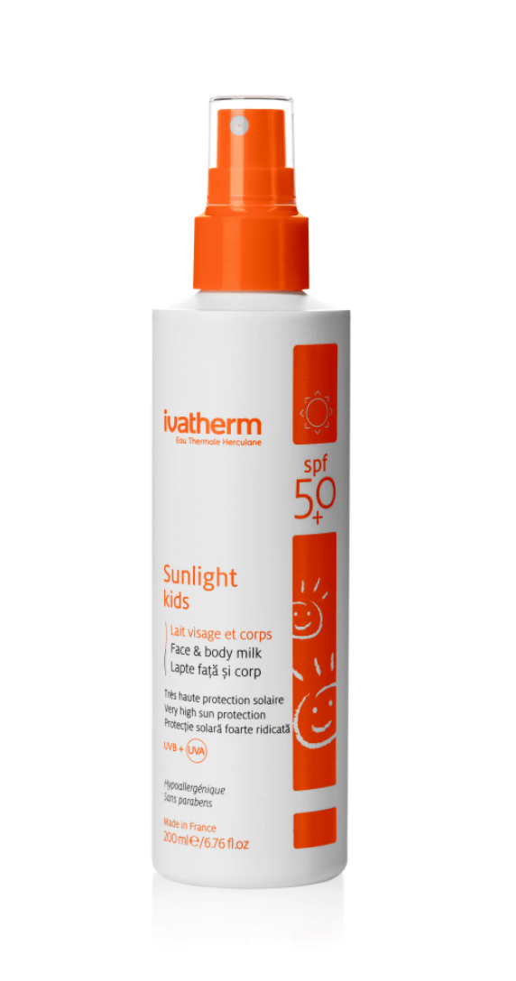 Lapte pentru copii cu protectie solara SPF 50+ Sunlight, 200 ml, Ivatherm Lapte pentru copii cu protectie solara SPF 50+ Sunlight, 200 ml, Ivatherm
