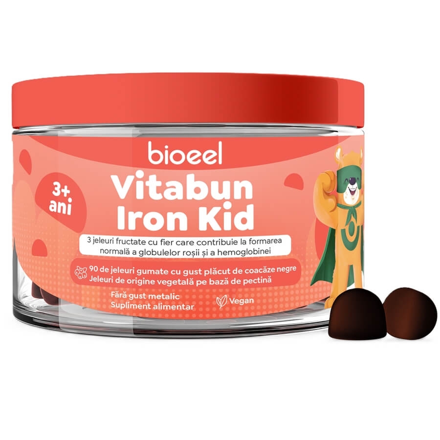 Jeleuri fructate cu fier Vitabun Iron Kid, 90 jeleuri, Bioeel Jeleuri fructate cu fier Vitabun Iron Kid, 90 jeleuri, Bioeel