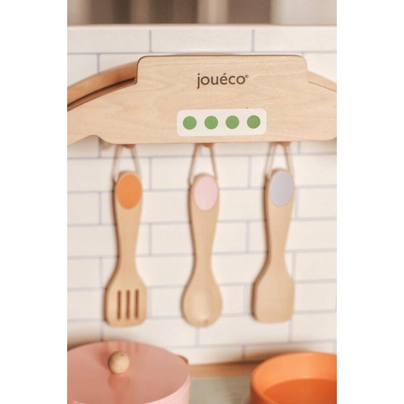 Joueco - Bucatarie din lemn cu accesorii, reglabila Joueco - Bucatarie din lemn cu accesorii, reglabila
