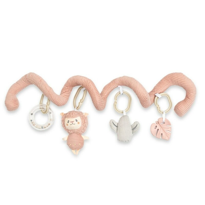 Jucarie interactiva spirala, Lama, pentru atasare la patut sau carucior, dezvolta abilitatile motorii, include si jucarie pentru dentitie, fara BPA, 0 luni+, multicolor, New Baby