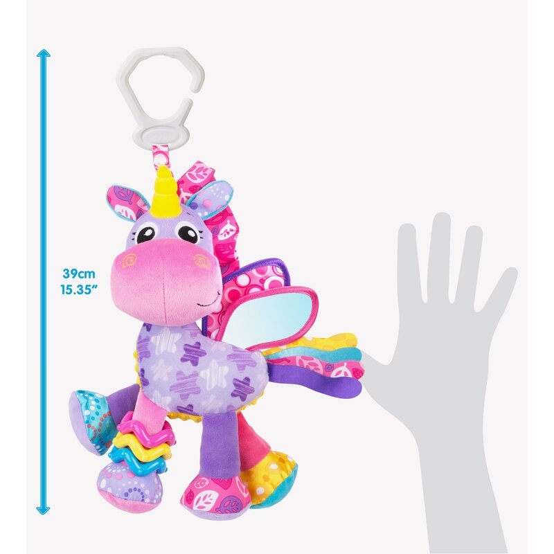 Jucarie pentru carucior, scoica auto si patut, Playgro, Cu jucarie de dentitie, Cu sunete, Activity Friend Stella Unicorn, 39 cm Jucarie pentru carucior, scoica auto si patut, Playgro, Cu jucarie de dentitie, Cu sunete, Activity Friend Stella Unicorn, 39 cm