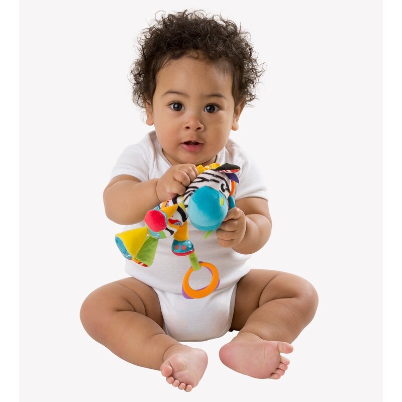 Jucarie pentru carucior, scoica auto si patut, Cu jucarie de dentitie, Zoe Zebra Munchimal, 32 cm, Playgro Jucarie pentru carucior, scoica auto si patut, Cu jucarie de dentitie, Zoe Zebra Munchimal, 32 cm, Playgro